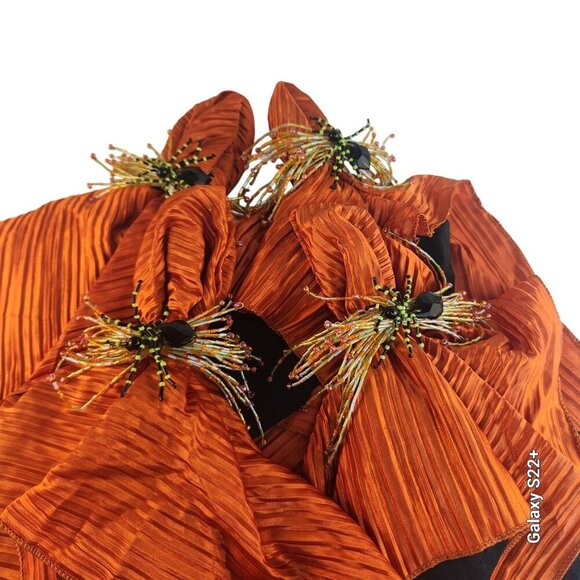 Black Orange Rust Napkin With Beaded Witchy Spider Napkin Ring Accent 20"x20" se - Picture 4 of 8